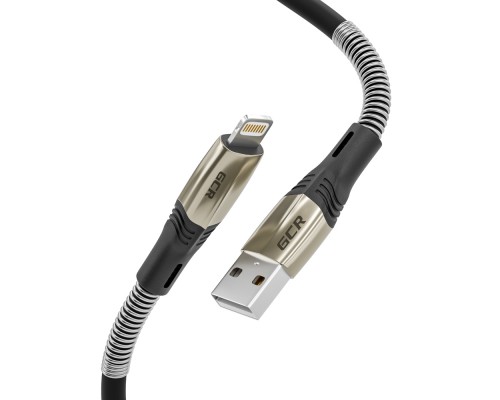 Кабель GCR  1.2m для iPod, iPhone, iPad series MERCEDES & SPRING, BLACK, для зарядки, NO Sync data, 22 AWG, GCR-52119