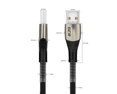 Кабель GCR  1.2m для iPod, iPhone, iPad series MERCEDES & SPRING, BLACK, для зарядки, NO Sync data, 22 AWG, GCR-52119