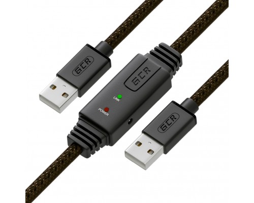 Кабель Greenconnect  активный USB 2.0 10.0m Premium AM / AM, 24/22 AWG экран, армированный, морозостойкий, с усилителем и разъёмом для доп.питания, черно-прозрачный, GCR-UM6M-BD2S-10.0m