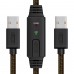 Кабель Greenconnect  активный USB 2.0 10.0m Premium AM / AM, 24/22 AWG экран, армированный, морозостойкий, с усилителем и разъёмом для доп.питания, черно-прозрачный, GCR-UM6M-BD2S-10.0m