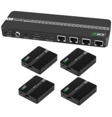 Разветвитель GCR HDMI 1.4 через LAN кабель, 1 x 4 +1 GreenLine, до 60.0m, 1080P 60Hz, EDID, удлинитель ИК                                                                                                                                                 