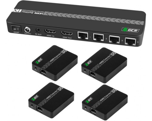 Разветвитель GCR HDMI 1.4 через LAN кабель, 1 x 4 +1 GreenLine, до 60.0m, 1080P 60Hz, EDID, удлинитель ИК