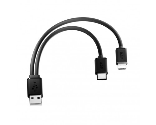 Кабель Greenconnect  0.15m USB 2.0, AM + microB 5pin/CM, Y-образный, черный, 28/28 AWG, GCR-51650