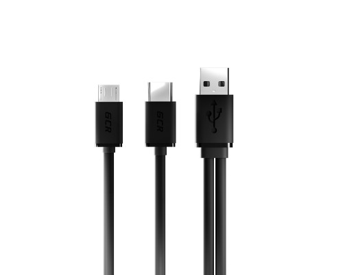 Кабель Greenconnect  0.15m USB 2.0, AM + microB 5pin/CM, Y-образный, черный, 28/28 AWG, GCR-51650