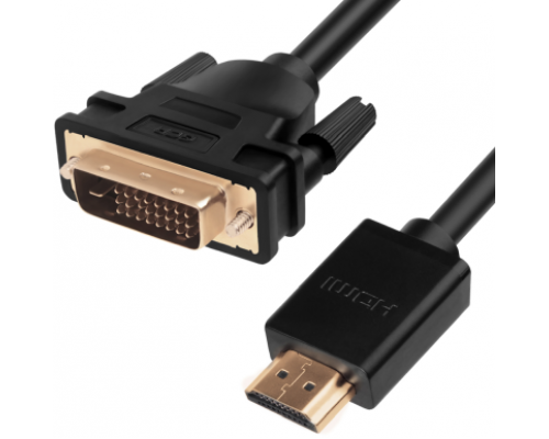 Кабель Greenconnect  HDMI-DVI 3.0m черный, OD7.3mm, 28/28 AWG, позолоченные контакты, 19pin AM / 24+1M AM double link, GCR-HD2DVI1-3.0m, тройной экран