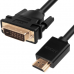 Кабель Greenconnect  HDMI-DVI 3.0m черный, OD7.3mm, 28/28 AWG, позолоченные контакты, 19pin AM / 24+1M AM double link, GCR-HD2DVI1-3.0m, тройной экран