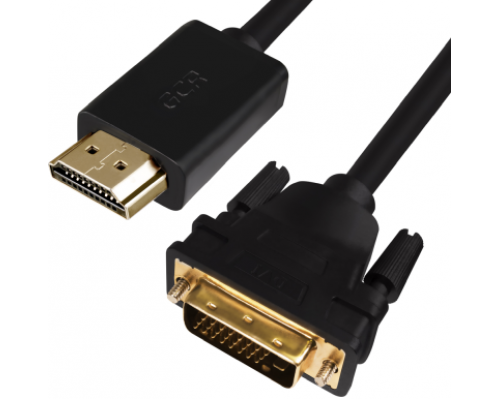 Кабель Greenconnect  HDMI-DVI 3.0m черный, OD7.3mm, 28/28 AWG, позолоченные контакты, 19pin AM / 24+1M AM double link, GCR-HD2DVI1-3.0m, тройной экран