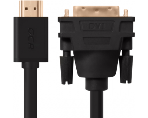 Кабель Greenconnect  HDMI-DVI 3.0m черный, OD7.3mm, 28/28 AWG, позолоченные контакты, 19pin AM / 24+1M AM double link, GCR-HD2DVI1-3.0m, тройной экран