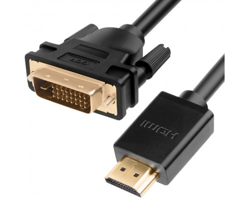 Кабель Greenconnect  HDMI-DVI 20.0m черный, OD7.3mm, 28/28 AWG, позолоченные контакты, 19pin AM / 24+1M AM double link, GCR-HD2DVI1-20.0m, тройной экран