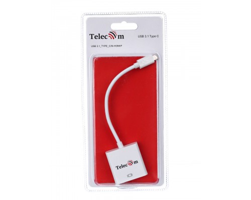 Кабель-адаптер USB 3.1 Type-Cm -- HDMI A(f) 3840x2160@30Hz, 10Gbps , 0,15m TelecomTCA423