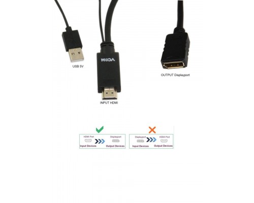 Кабель-переходник HDMI(M) +USB--- DP(F) 0.15m  4K*30Hz VCOMCG599