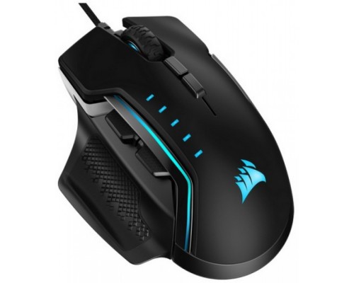 Игровая мышь Corsair Gaming™ GLAIVE RGB PRO, Comfort FPS/MOBA Gaming Mouse with Interchangeable Grips, Aluminum, Backlit RGB LED, 18000 DPI, Optical (EU version)