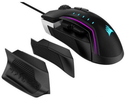 Игровая мышь Corsair Gaming™ GLAIVE RGB PRO, Comfort FPS/MOBA Gaming Mouse with Interchangeable Grips, Aluminum, Backlit RGB LED, 18000 DPI, Optical (EU version)