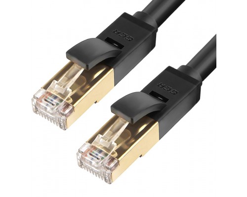 Патчкорд Greenconnect  PROF категории 7 ethernet  2.0m F/FTP,  RJ45, CU, 28 AWG, литой, прямой , черный, экранированные коннекторы