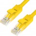 Патчкорд Greenconnect  прямой 20.0m, UTP кат.5e, желтый, позолоченные контакты, 24 AWG, литой, GCR-LNC02-20.0m, ethernet high speed 1 Гбит/с, RJ45, T568B