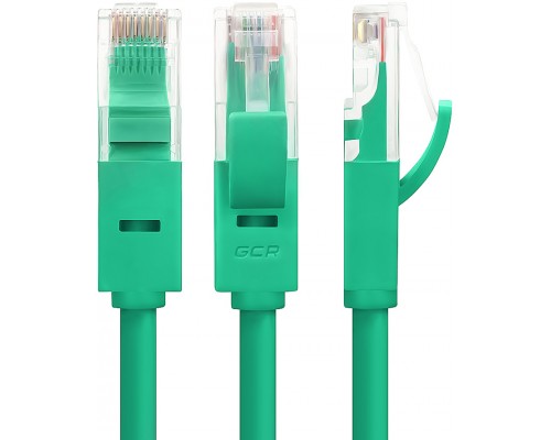 Патчкорд Greenconnect  прямой 15.0m, UTP кат.5e, зеленый, позолоченные контакты, 24 AWG, литой, GCR-LNC05-15.0m, ethernet high speed 1 Гбит/с, RJ45, T568B