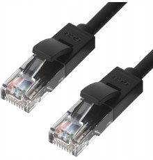 Патчкорд Greenconnect  прямой, малодымный LSZH 5.0m UTP кат.6, черный, 24 AWG, литой, ethernet high speed, RJ45, T568B, GCR-50748                                                                                                                         