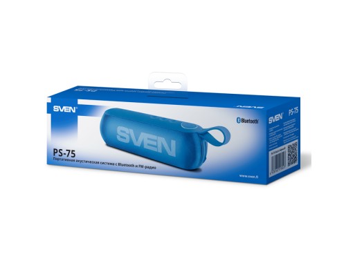 Портативная акустическая система SVEN PS -75, синий (6 Вт, Bluetooth, FM, USB, microSD, 1200мА*ч)