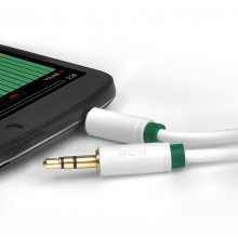 Кабель аудио Greenconnect  3.0m jack 3,5mm/jack 3,5mm белый, зеленая окантовка, ультрагибкий, 28 AWG, M/M, Premium GCR-AVC1662-3.0m, экран, стерео                                                                                                        
