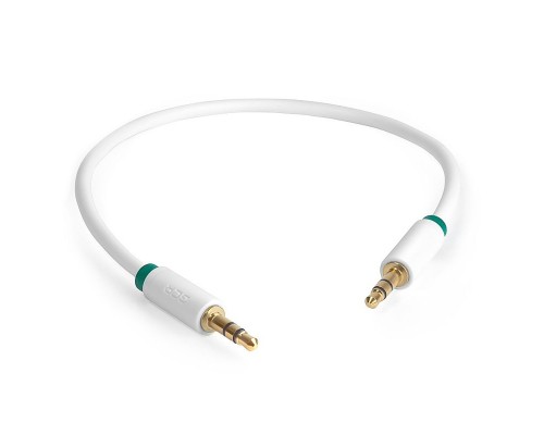 Кабель аудио Greenconnect  3.0m jack 3,5mm/jack 3,5mm белый, зеленая окантовка, ультрагибкий, 28 AWG, M/M, Premium GCR-AVC1662-3.0m, экран, стерео