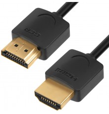 Кабель Greenconnect  SLIM 0.3m HDMI 2.0, черный Slim, OD3.8mm, HDR 4:2:2, Ultra HD, 4K 60 fps 60Hz, 3D, AUDIO, 18.0 Гбит/с, 32/32 AWG, GCR-51591                                                                                                          