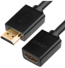 Удлинитель Greenconnect 1.0m v2.0 HDMI-HDMI черный, OD7.3mm, 28/28 AWG, позолоченные контакты, Ethernet 18.0 Гбит/с, 19M / 19F, GCR-HMFR6-BB3S-1m, тройной экран                                                                                          