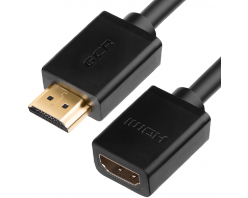 Удлинитель Greenconnect 1.0m v2.0 HDMI-HDMI черный, OD7.3mm, 28/28 AWG, позолоченные контакты, Ethernet 18.0 Гбит/с, 19M / 19F, GCR-HMFR6-BB3S-1m, тройной экран