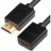 Удлинитель Greenconnect 1.0m v2.0 HDMI-HDMI черный, OD7.3mm, 28/28 AWG, позолоченные контакты, Ethernet 18.0 Гбит/с, 19M / 19F, GCR-HMFR6-BB3S-1m, тройной экран