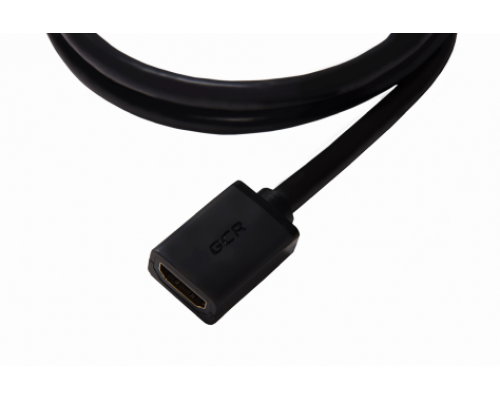 Удлинитель Greenconnect 1.0m v2.0 HDMI-HDMI черный, OD7.3mm, 28/28 AWG, позолоченные контакты, Ethernet 18.0 Гбит/с, 19M / 19F, GCR-HMFR6-BB3S-1m, тройной экран