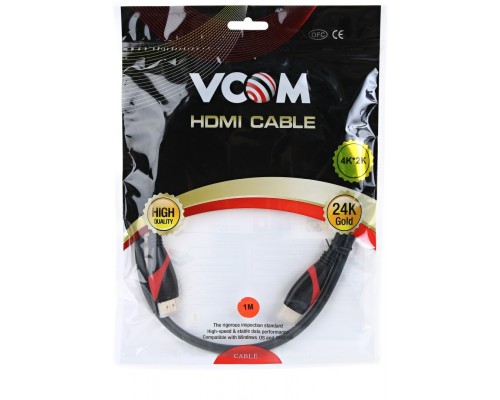 Кабель HDMI 19M/M ver. 2.0 black red, 1m VCOM CG525-R-1.0