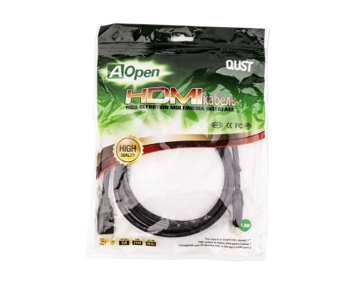 Кабель HDMI 19M/M ver 2.0, 1.8М,2 фильтра, Aopen/Qust ACG517D-1.8M