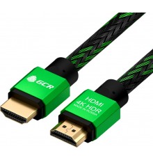 Кабель GCR 0.3m HDMI версия 2.0, HDR 4:2:2, Ultra HD, 4K 60 fps 60Hz/5K*30Hz, 3D, AUDIO, 18.0 Гбит/с, 28/28 AWG, OD7.8mm, тройной экран, BICOLOR нейлон, AL корпус зеленый, GCR-52288                                                                     