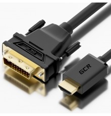 Кабель Greenconnect  HDMI-DVI 0.3m черный, OD7.3mm, 28/28 AWG, позолоченные контакты, 19pin AM / 24+1M AM Dual Link, GCR-HD2DVI1-0.3m, тройной экран                                                                                                      