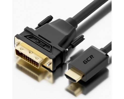 Кабель Greenconnect  HDMI-DVI 0.3m черный, OD7.3mm, 28/28 AWG, позолоченные контакты, 19pin AM / 24+1M AM Dual Link, GCR-HD2DVI1-0.3m, тройной экран