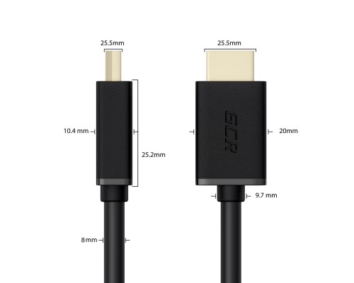 Кабель Greenconnect  HDMI-DVI 0.3m черный, OD7.3mm, 28/28 AWG, позолоченные контакты, 19pin AM / 24+1M AM Dual Link, GCR-HD2DVI1-0.3m, тройной экран