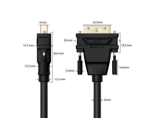 Кабель Greenconnect  HDMI-DVI 0.3m черный, OD7.3mm, 28/28 AWG, позолоченные контакты, 19pin AM / 24+1M AM Dual Link, GCR-HD2DVI1-0.3m, тройной экран