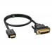 Кабель Greenconnect  HDMI-DVI 0.3m черный, OD7.3mm, 28/28 AWG, позолоченные контакты, 19pin AM / 24+1M AM Dual Link, GCR-HD2DVI1-0.3m, тройной экран