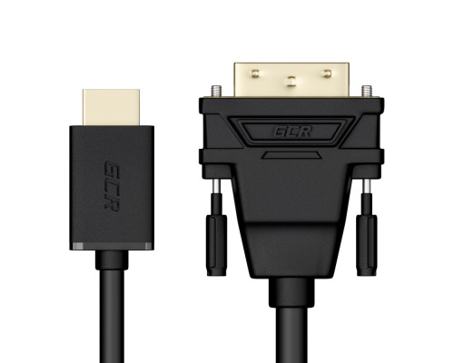 Кабель Greenconnect  HDMI-DVI 0.3m черный, OD7.3mm, 28/28 AWG, позолоченные контакты, 19pin AM / 24+1M AM Dual Link, GCR-HD2DVI1-0.3m, тройной экран