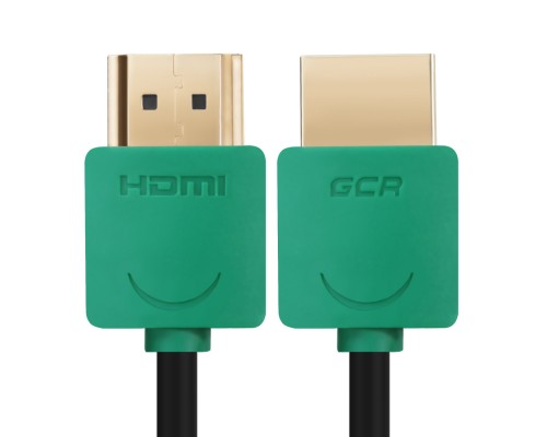 Кабель Greenconnect  SLIM 0.3m HDMI 2.0, зеленые коннекторы Slim, OD3.8mm, HDR 4:2:2, Ultra HD, 4K 60 fps 60Hz, 3D, AUDIO, 18.0 Гбит/с, 32/32 AWG, GCR-51578