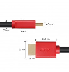 Кабель Greenconnect  1.8m HDMI версия 2.0, HDR 4:2:2, Ultra HD, 4K 60 fps 60Hz/5K*30Hz, 3D, AUDIO, 18.0 Гбит/с, 28/28 AWG, OD7.3mm, тройной экран, черный, красные коннекторы, GCR-HM451-1.8m                                                             