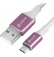 Кабель Greenconnect  1.0m USB 2.0, AM/CM, белый, алюминиевый корпус розовый, белый ПВХ, 28/28 AWG, GCR-50783                                                                                                                                              