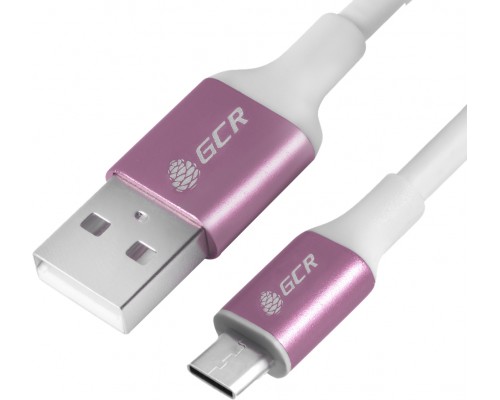 Кабель Greenconnect  1.0m USB 2.0, AM/CM, белый, алюминиевый корпус розовый, белый ПВХ, 28/28 AWG, GCR-50783