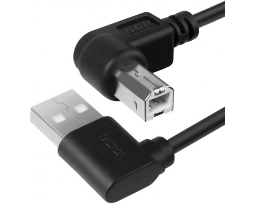 Кабель Greenconnect  1.0m USB 2.0, AM угловой/BM угловой, черный, ферритовые кольца, 28/28 AWG, экран, армированный, морозостойкий, GCR-AUPC5AM-BB2S-F-1.0m