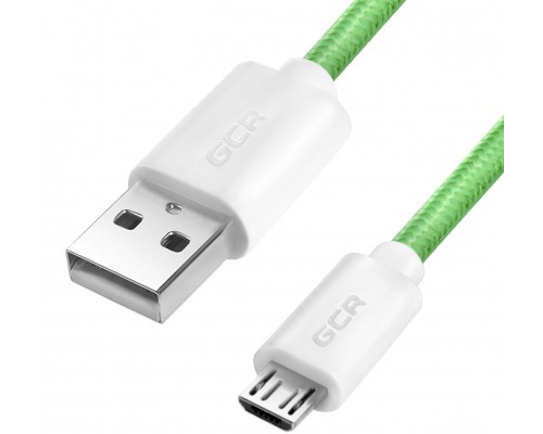 Кабель Greenconnect  3A 0.5m MicroUSB, для быстрой зарядки, зеленый нейлон, 28/22 AWG, GCR-51690