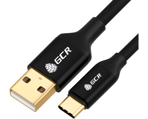 Кабель GCR  1.5m TypeC GOLD для Samsung, ОS Android, быстрая зарядка, черный, AL корпус, 28/22 AWG, GCR-52167