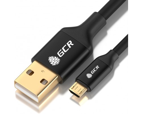 Кабель Greenconnect  3A 1.0m USB 2.0 для Samsung, GOLD, ОS Android, AM/microB 5pin, черный, AL корпус черный, черный ПВХ, 28/22 AWG, поддержка функции быстрой зарядки, GCR-51179