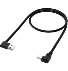 Кабель Greenconnect  1.0m USB 2.0, AM угловой/BM угловой, черный, 28/28 AWG, экран, армированный, морозостойкий, GCR-AUPC5AM-BB2S-1.0m                                                                                                                    