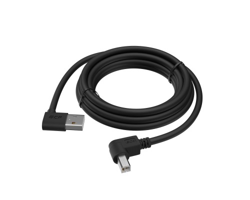 Кабель Greenconnect  1.0m USB 2.0, AM угловой/BM угловой, черный, 28/28 AWG, экран, армированный, морозостойкий, GCR-AUPC5AM-BB2S-1.0m