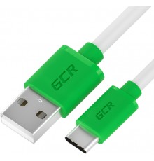 Кабель GCR QC  0.5m, TypeC, быстрая зарядка, белый TPE, зеленые коннекторы, 28/22 AWG, GCR-52718                                                                                                                                                          