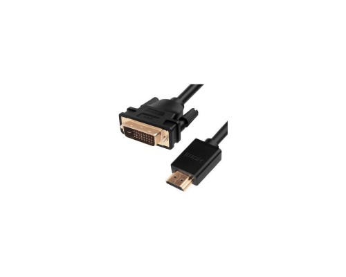 Кабель Greenconnect  HDMI-DVI 1.0m черный, OD7.3mm, 28/28 AWG, позолоченные контакты, 19pin AM / 24+1M AM double link, GCR-HD2DVI1-1.0m, тройной экран